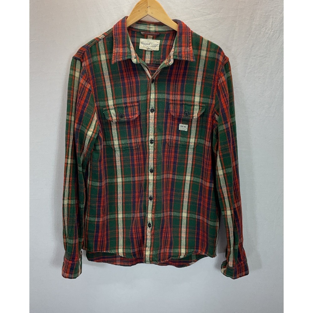 VTG Denim & Supply Ralph Lauren Plaid Flannel Shirt heavy weight LOGO sz LG